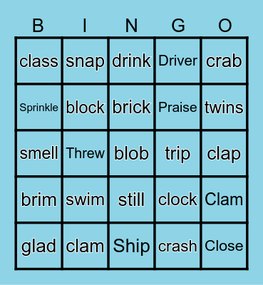 Consonant Blend BINGO Card