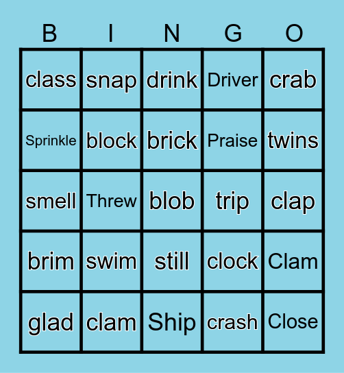 Consonant Blend BINGO Card