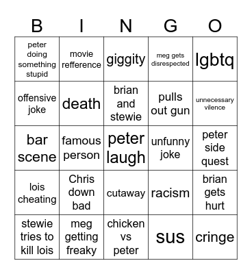 Family guy compilations Bingo Card