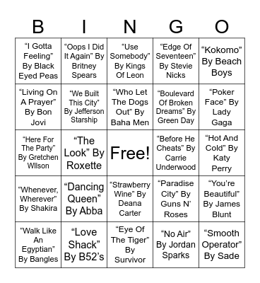 #1 Musical Bingo Card