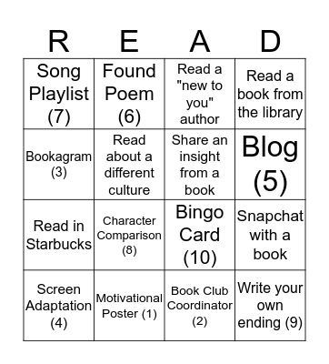 Summer Reading Bingo Card