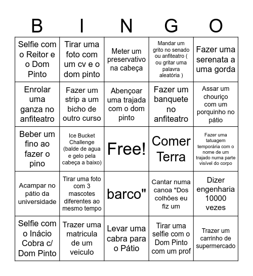 Bullyingo Bingo Card