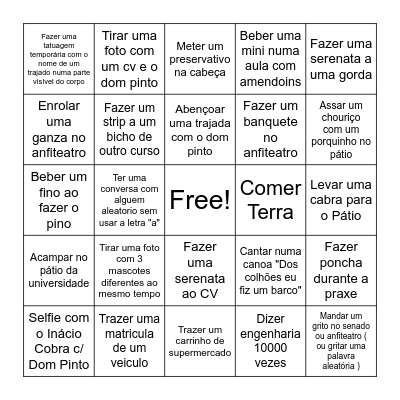 Bullyingo Bingo Card