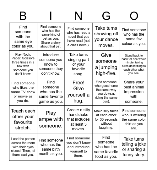 Icebreaker bingo Card