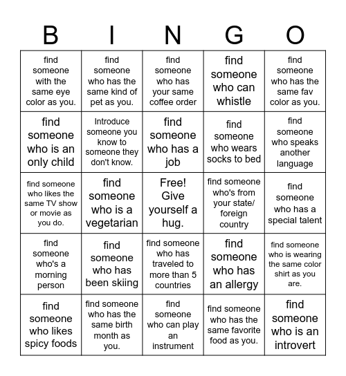 Find someone ... Bingo Card