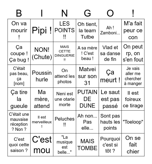 Skating 2024/2025 Bingo Card