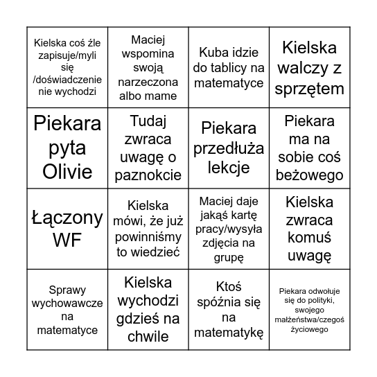 Piątek (Bor) Bingo Card