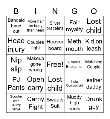 Fair Bingo Card