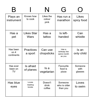 Find someone who... Bingo Card