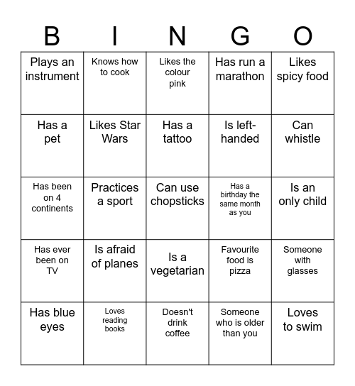 Find someone who... Bingo Card