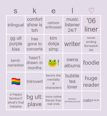 skel's bingo ! Bingo Card