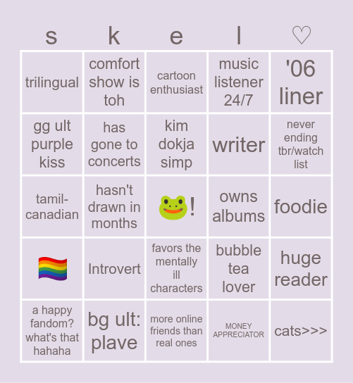 skel's bingo ! Bingo Card