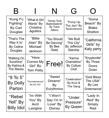#4 Musical Bingo Card