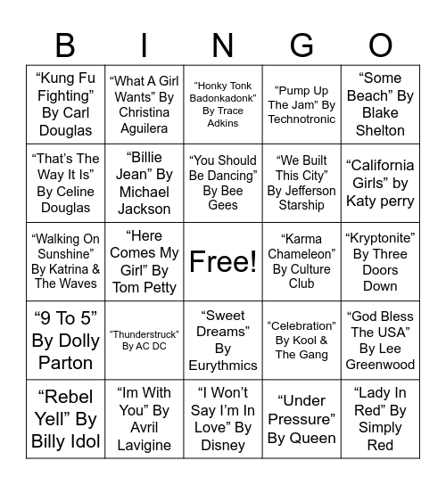 #4 Musical Bingo Card
