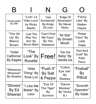 #1 Musical Bingo Card