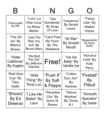 #1 Musical Bingo Card