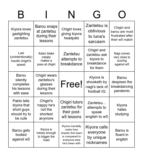 2nd Clear Team Bingo Card