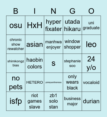 riyangilol Bingo Card