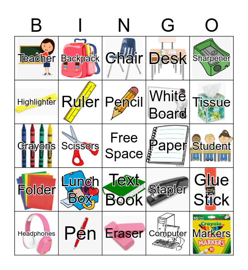 School Bingo Card