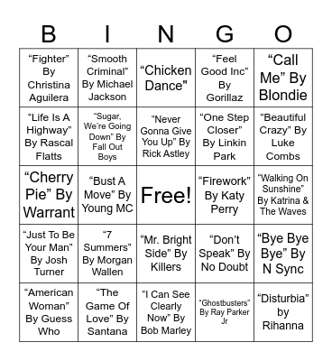 #2 Musical Bingo Card