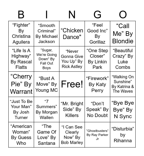 #2 Musical Bingo Card