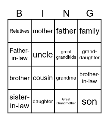 FAMILY Bingo Card