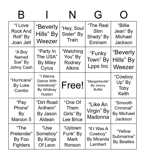 #3 Musical Bingo Card