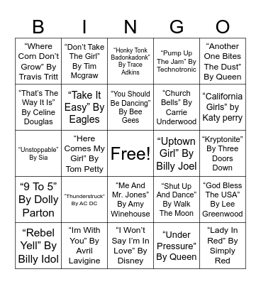 #4 Musical Bingo Card