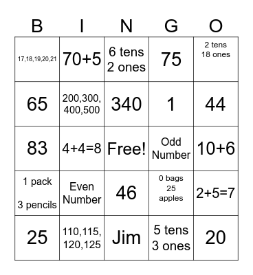 Math Review Bingo Card