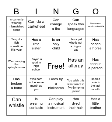 Find someone who... Bingo Card