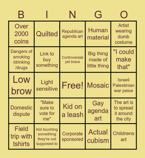 Artprize Bingo Card