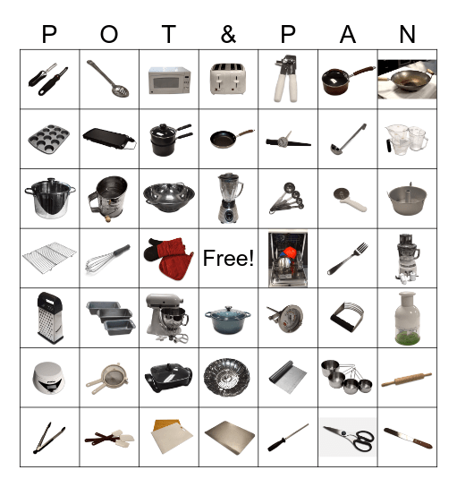 Ms. Moore's 2.03 Kitchen Equipment Bingo Card