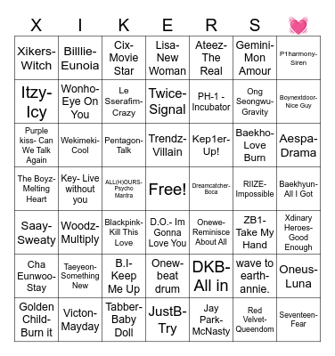 Songs Bingo Card