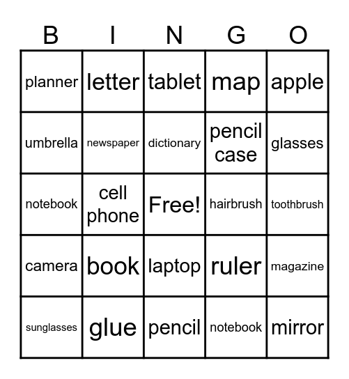 Everyday Things Bingo Card