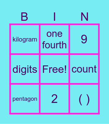 Maths Bingo 3 Bingo Card