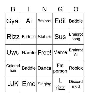 What The Sigma Bingo Card