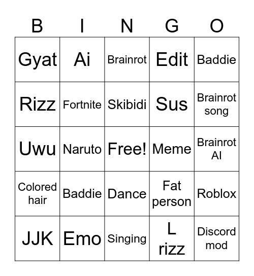 What The Sigma Bingo Card