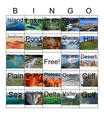 Landform Bingo Card