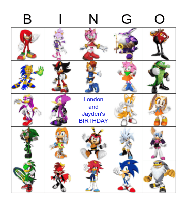 SONIC THE HEDGEHOG Bingo Card