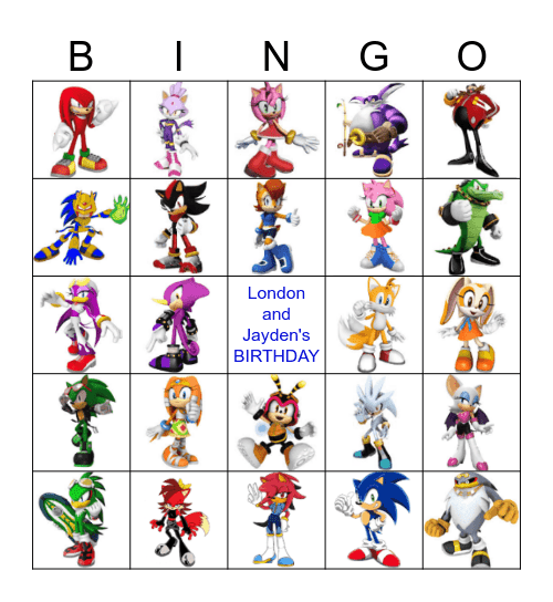 SONIC THE HEDGEHOG Bingo Card