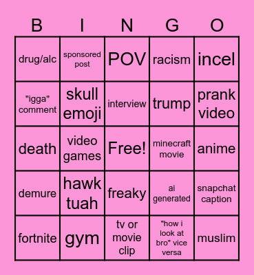 brainrot! Bingo Card