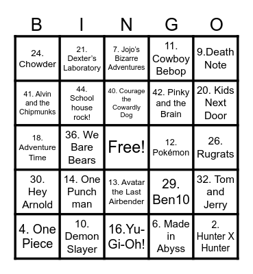 Art Club & GACME Bingo Card