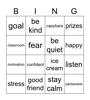 Listening Bingo Card
