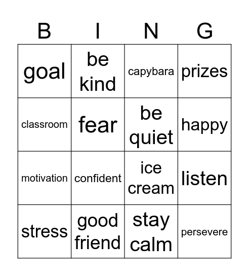 Listening Bingo Card