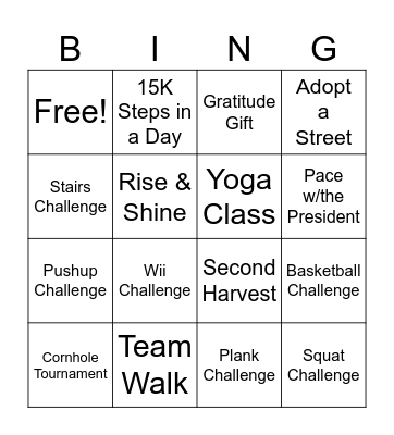 Wellness Bingo Card