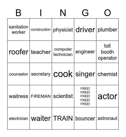 JOBS Bingo Card