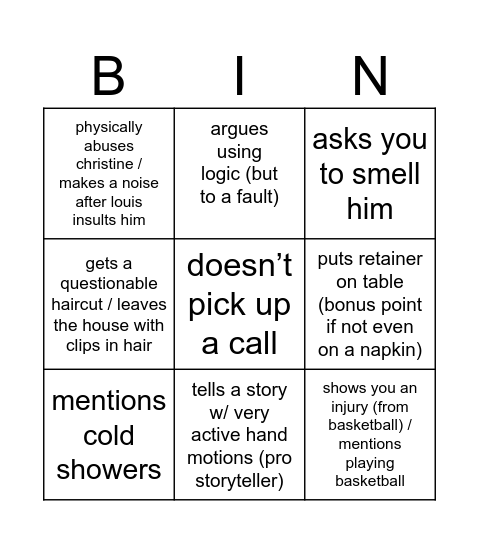 andy Bingo Card