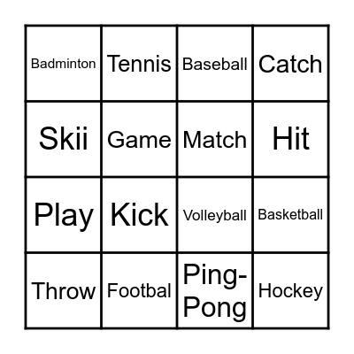 Sports Bingo Card