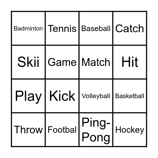 Sports Bingo Card