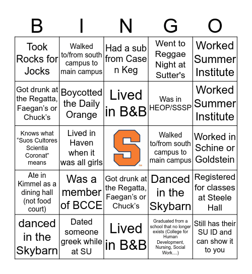 DC Orange and Blue BBQ 2016 Bingo Card
